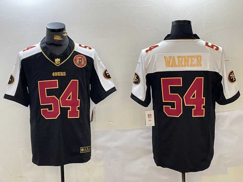 Men%27s San Francisco 49ers #54 Fred Warner Black White FUSE With Patch Limited Stitched Jersey Dzhi